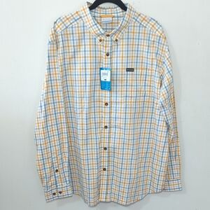 Columbia Rapid Rivers II Long Sleeve Shirt White Orange Blue Plaid NEW Size XL